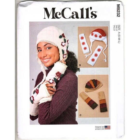McCall's M8232 Knit Hat and Fingerless Gloves for Fleece Uncut Sewing Pattern Ne - Picture 1 of 6